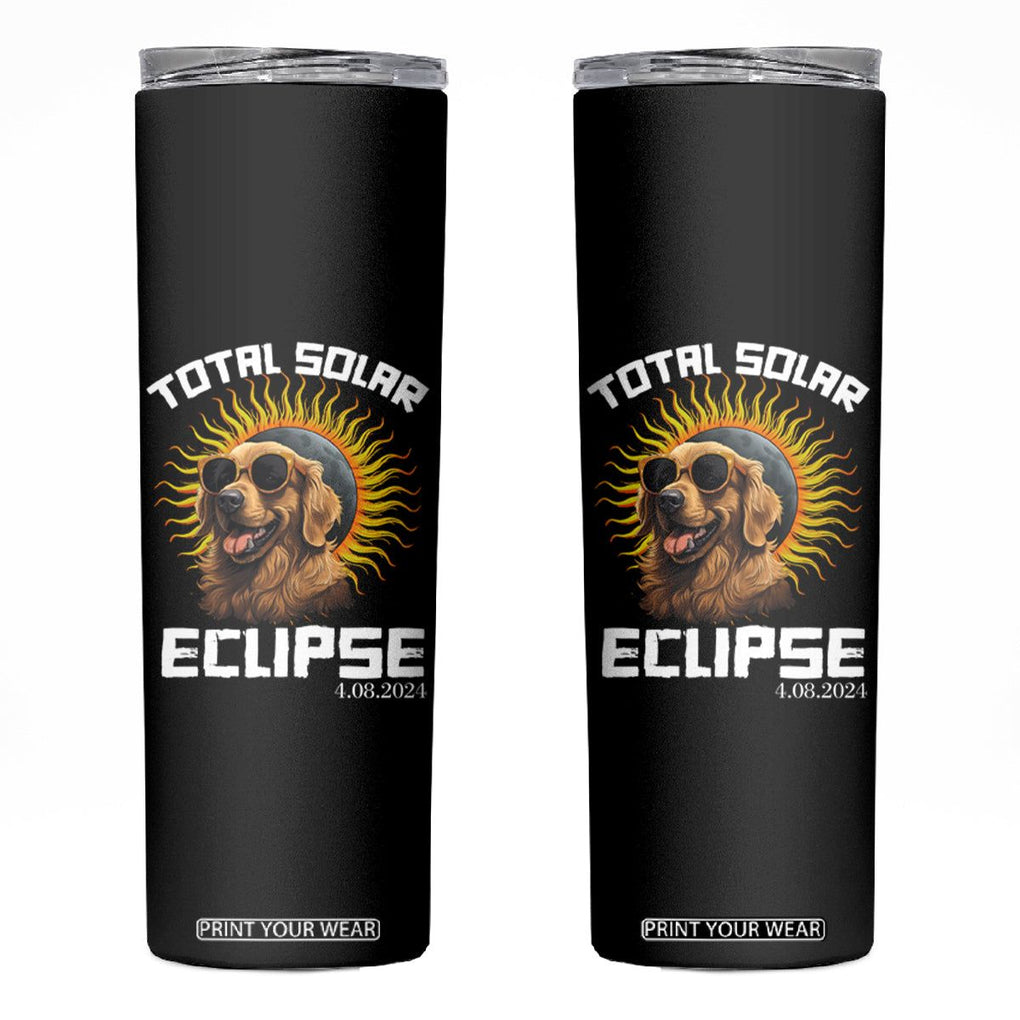 Total Solar Eclipse Skinny Tumbler Golden Retriever April 8 2024 TB02 Black Printyourwear