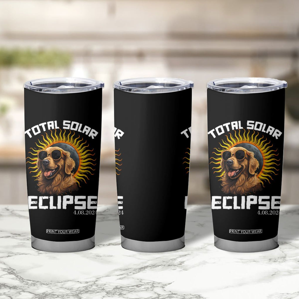 Total Solar Eclipse Tumbler Cup Golden Retriever April 8 2024 TB02 Printyourwear