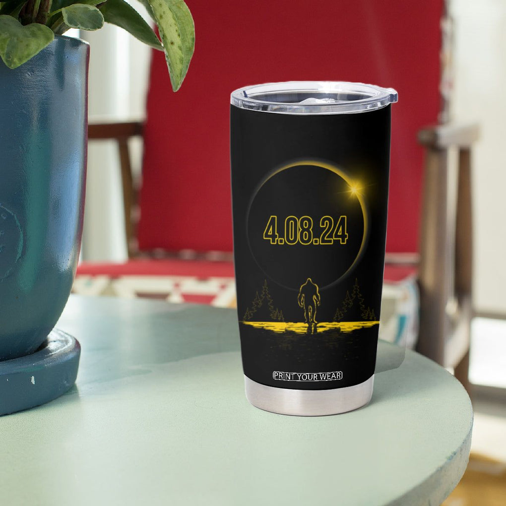 Total Solar Eclipse Bigfoot Tumbler Cup American Totality April 8 2024 Sasquatch Silhouette TB02 Printyourwear