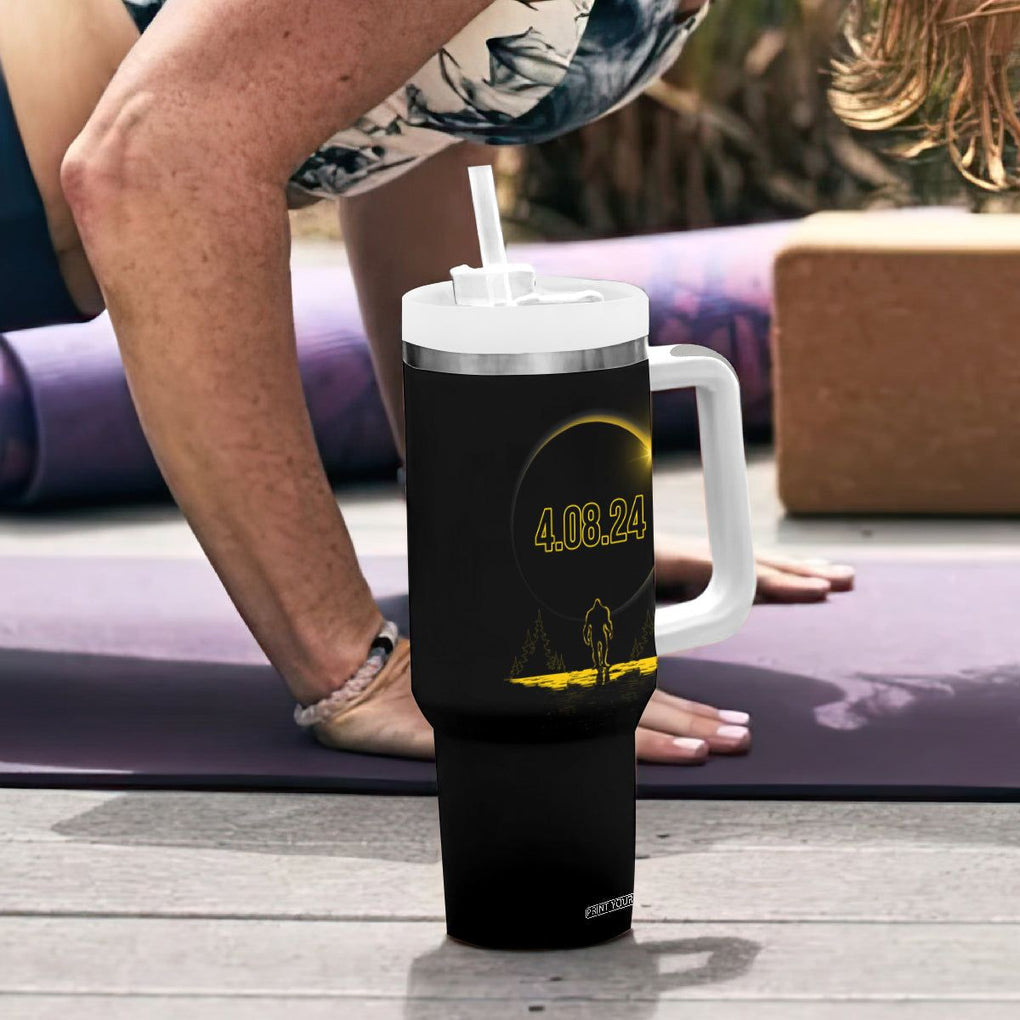 Total Solar Eclipse Bigfoot Tumbler With Handle American Totality April 8 2024 Sasquatch Silhouette TB02 Printyourwear