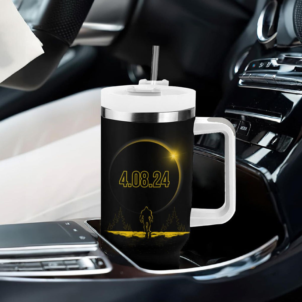 Total Solar Eclipse Bigfoot Tumbler With Handle American Totality April 8 2024 Sasquatch Silhouette TB02 Printyourwear