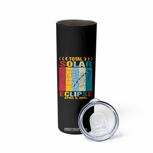 Total Solar Eclipse Skinny Tumbler Retro American Totality Tour Map April 8 2024 TB02 Printyourwear