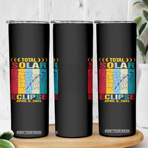 Total Solar Eclipse Skinny Tumbler Retro American Totality Tour Map April 8 2024 TB02 Printyourwear