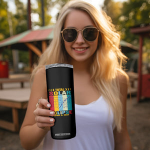 Total Solar Eclipse Skinny Tumbler Retro American Totality Tour Map April 8 2024 TB02 Printyourwear