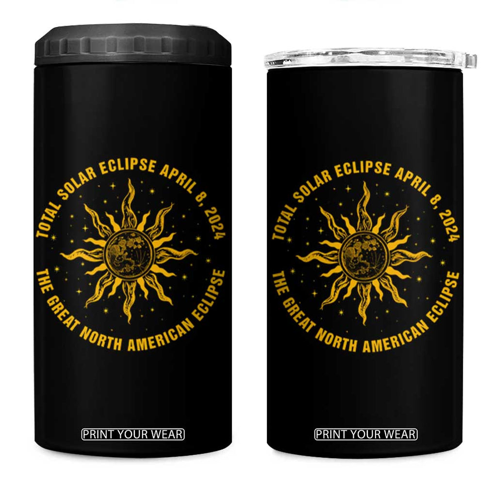 Celestial Total Solar Eclipse 4 in 1 Can Cooler Tumbler April 8 2024 The Great North American Eclipse TB02 One Size: 16 oz Black Print Your Wear