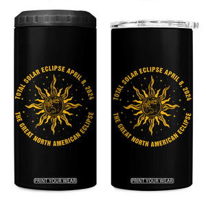 Celestial Total Solar Eclipse 4 in 1 Can Cooler Tumbler April 8 2024 The Great North American Eclipse TB02 One Size: 16 oz Black Print Your Wear