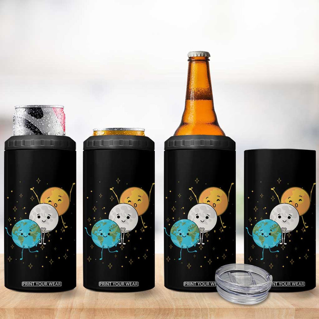 Funny Total Solar Eclipse 4 in 1 Can Cooler Tumbler Cute Earth Moon Sun American Totality April 8 2024 TB02 Print Your Wear