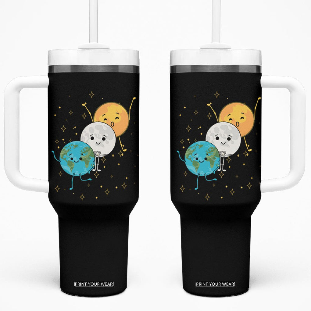 Funny Total Solar Eclipse Tumbler With Handle Cute Earth Moon Sun American Totality April 8 2024 TB02 One Size: 40 oz Black Printyourwear