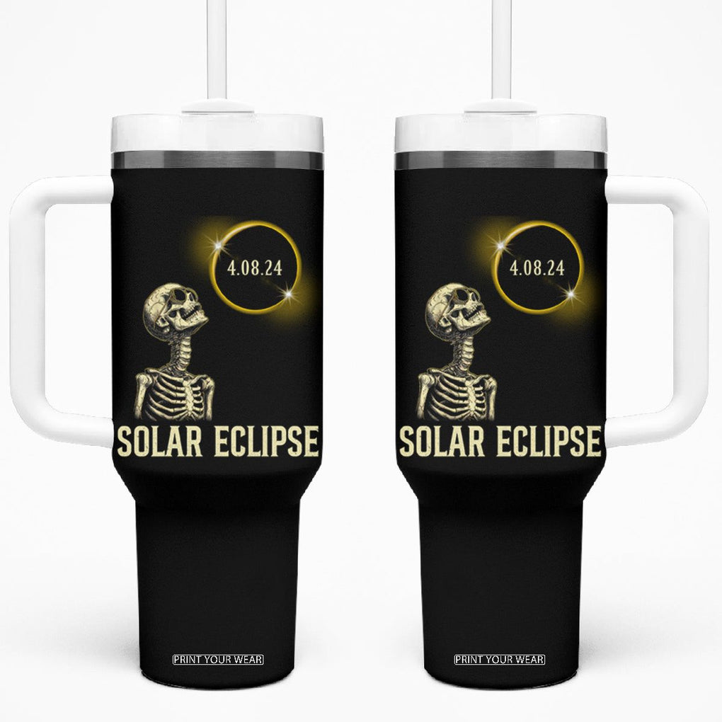 Total Solar Eclipse Skeleton Tumbler With Handle Funny Watching American Totality April 8 2024 Matching TB02 One Size: 40 oz Black Printyourwear