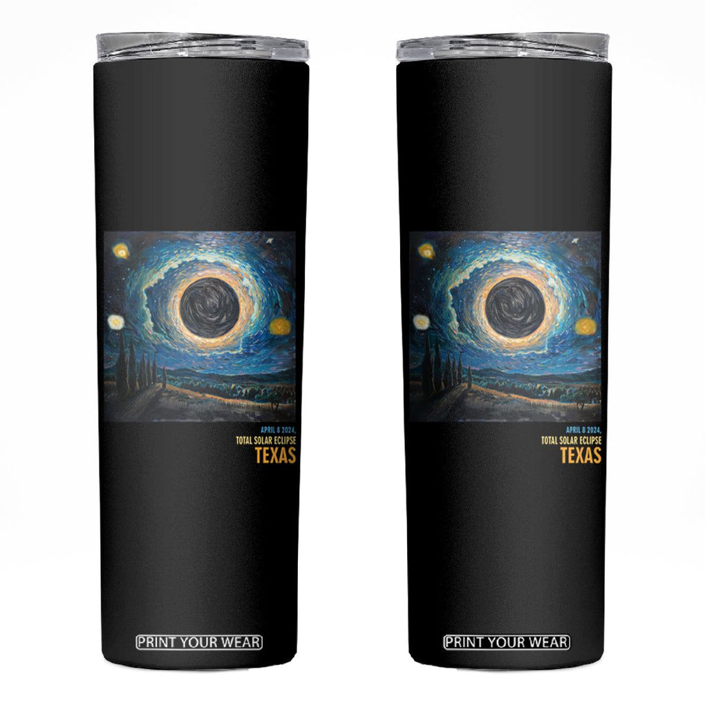 Total Solar Eclipse Skinny Tumbler April 8 2024 Starry Night Totality TB02 Black Printyourwear