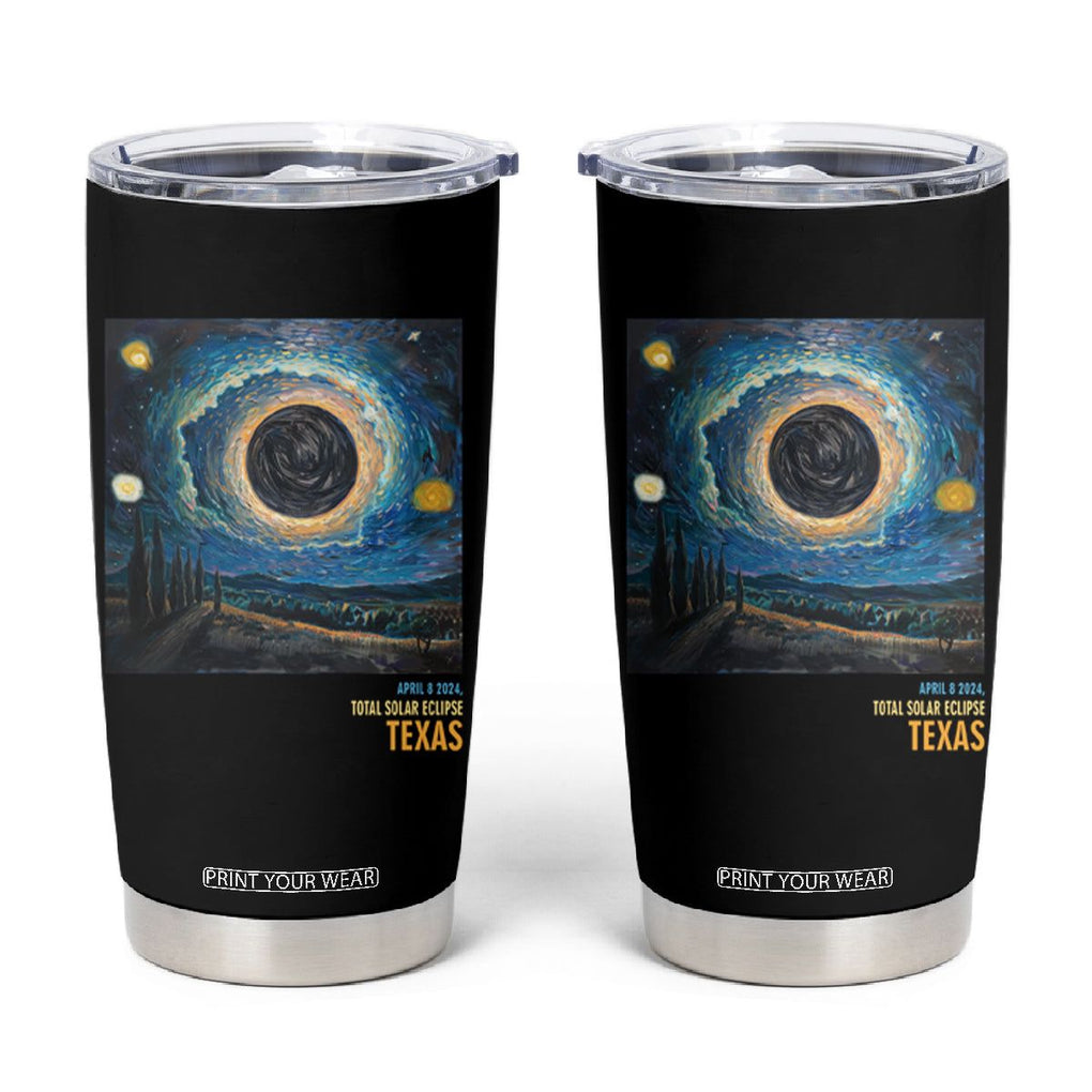 Total Solar Eclipse Tumbler Cup April 8 2024 Starry Night Totality TB02 Black Printyourwear