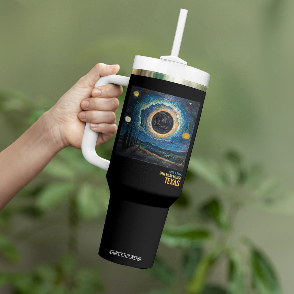 Total Solar Eclipse Tumbler With Handle April 8 2024 Starry Night Totality TB02 Printyourwear