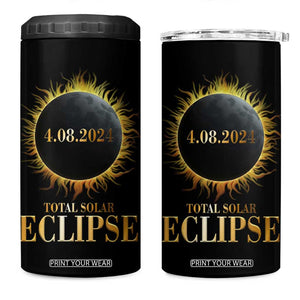 Total Solar Eclipse 4 in 1 Can Cooler Tumbler 8 April 2024 Totality Phenomenon United States TB02 One Size: 16 oz Black Print Your Wear