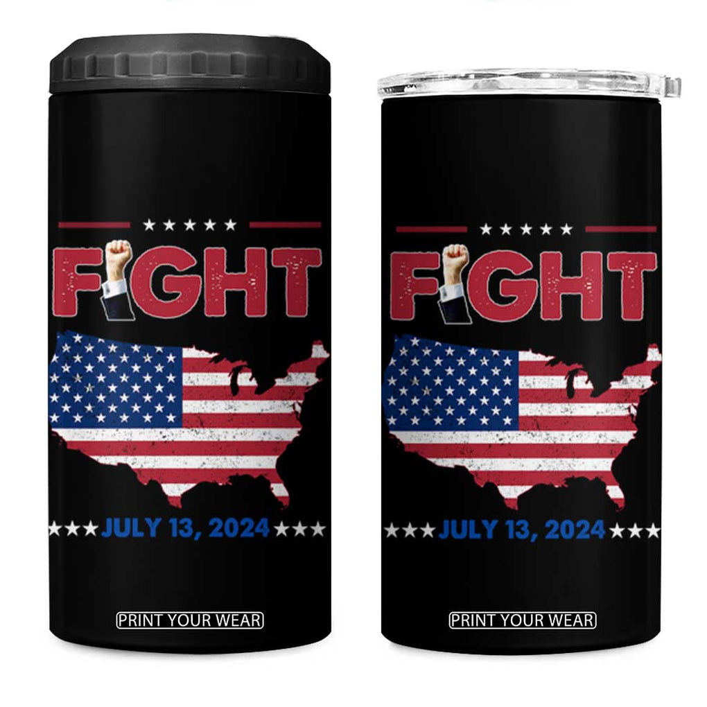 Trump Raised Fist 4 in 1 Can Cooler Tumbler Fight American Flag TB02 One Size: 16 oz Black Print Your Wear