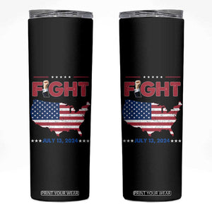 Trump Raised Fist Skinny Tumbler Fight American Flag TB02 Black Print Your Wear