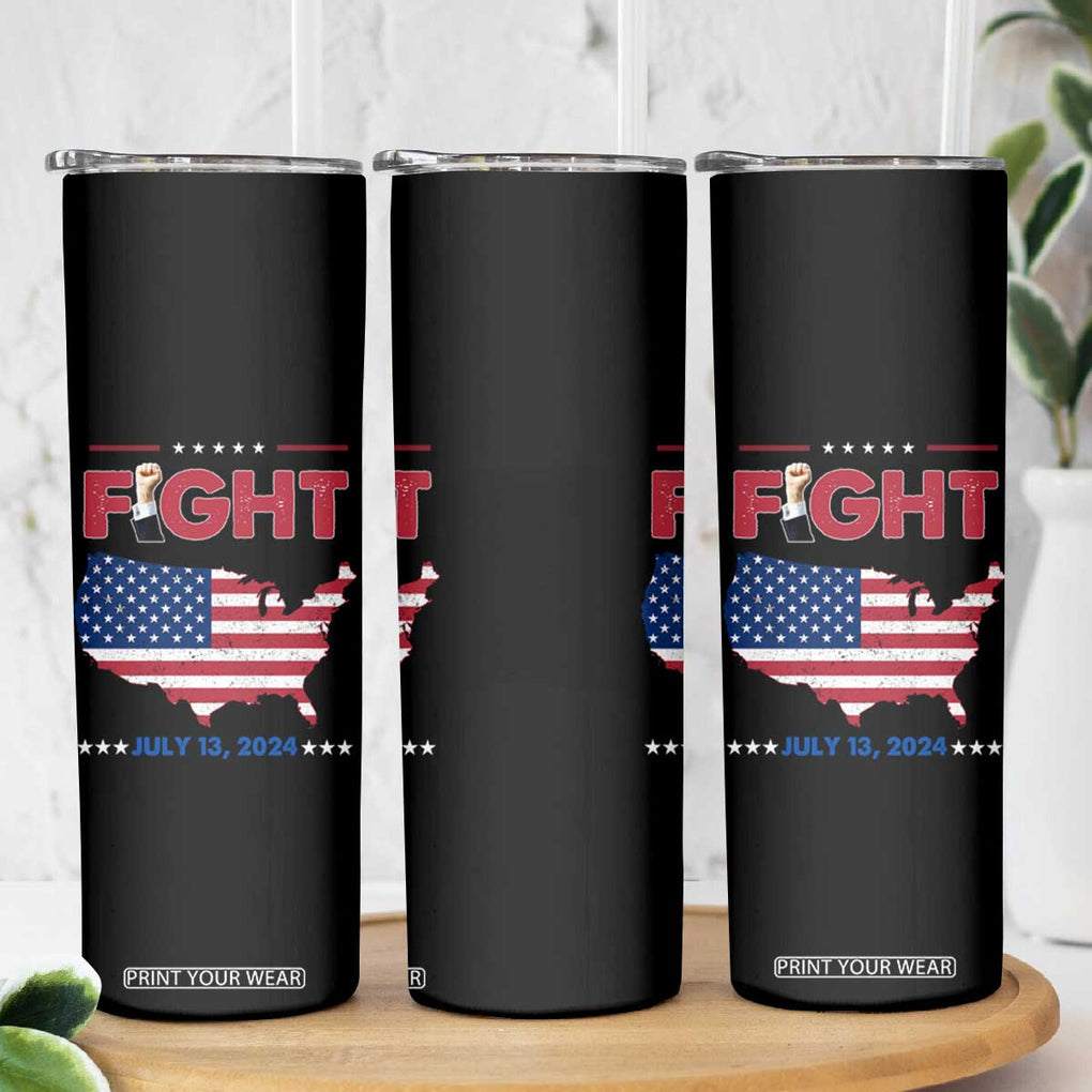 Trump Raised Fist Skinny Tumbler Fight American Flag TB02 Print Your Wear