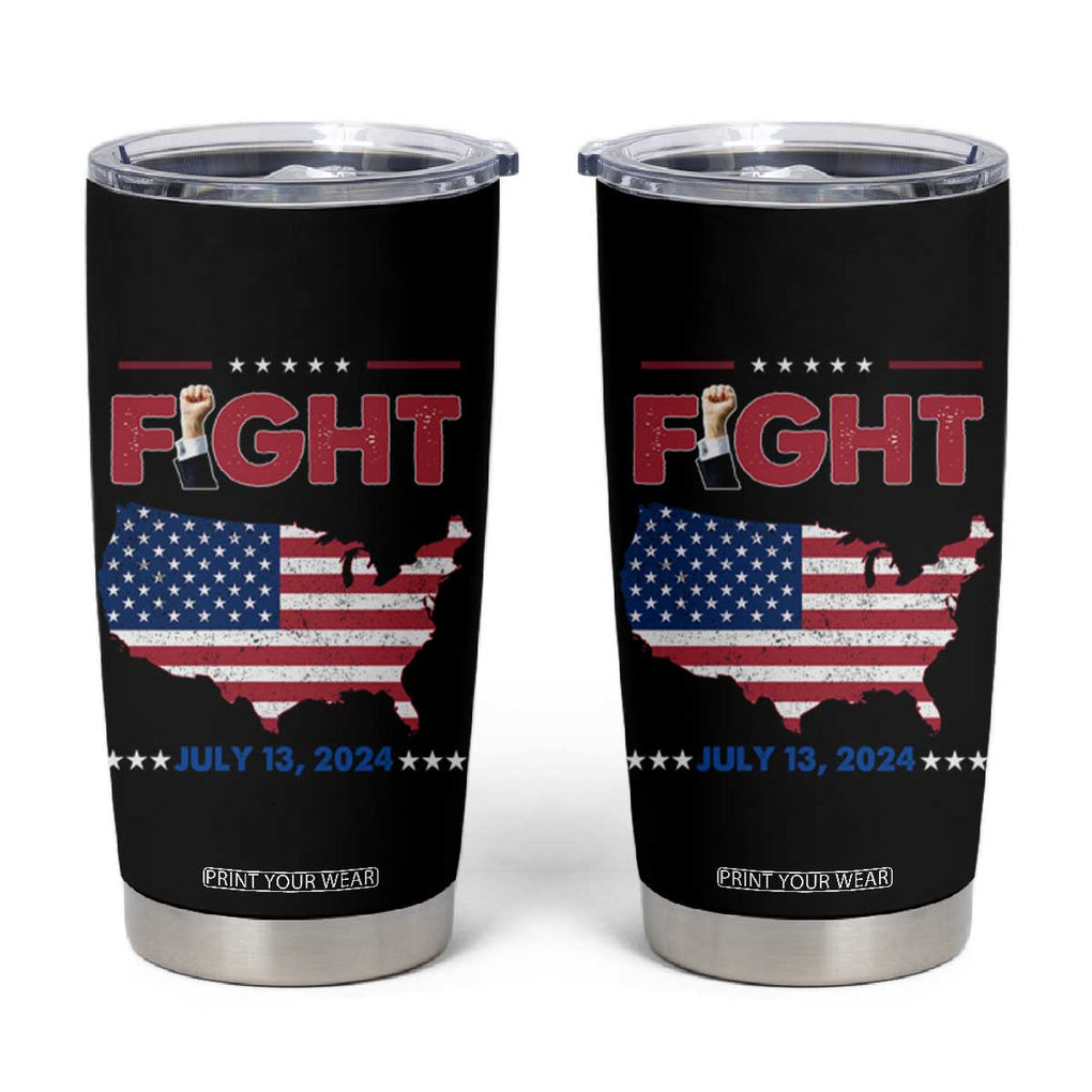 Trump Raised Fist Tumbler Cup Fight American Flag TB02 Black Print Your Wear