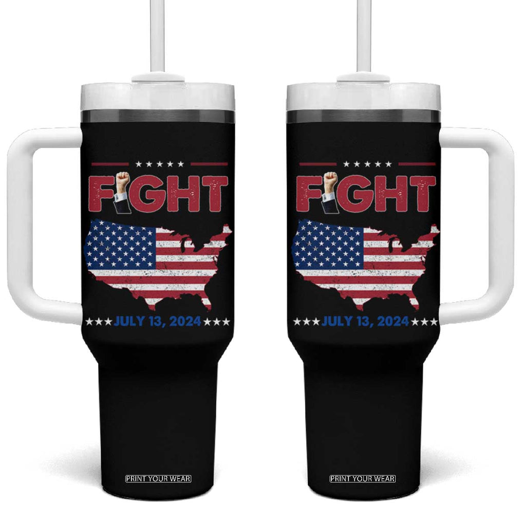 Trump Raised Fist Tumbler With Handle Fight American Flag TB02 One Size: 40 oz Black Print Your Wear