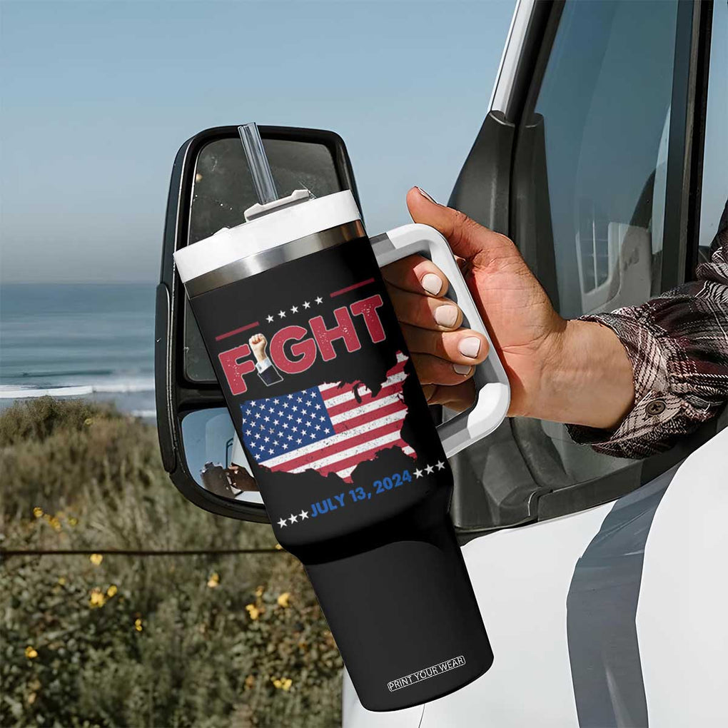 Trump Raised Fist Tumbler With Handle Fight American Flag TB02 Print Your Wear