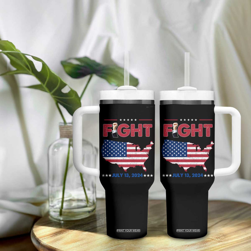 Trump Raised Fist Tumbler With Handle Fight American Flag TB02 Print Your Wear