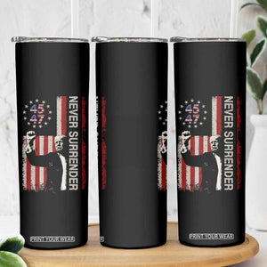 Trump Raised Fist Skinny Tumbler Never Surrender President 45 47 US Flag TB02 Print Your Wear