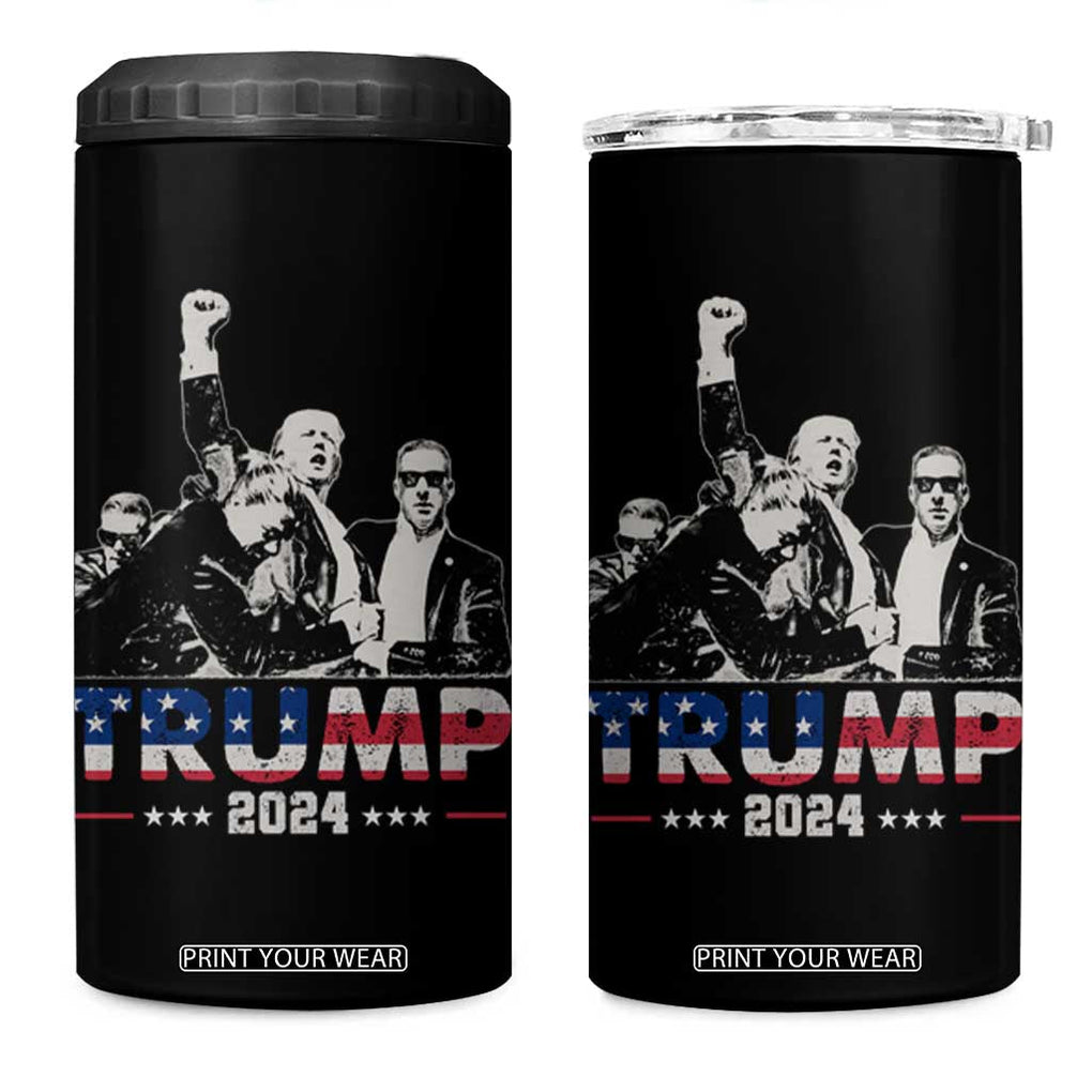 Trump Raised Fist 4 in 1 Can Cooler Tumbler Trump 2024 For President TB02 One Size: 16 oz Black Print Your Wear