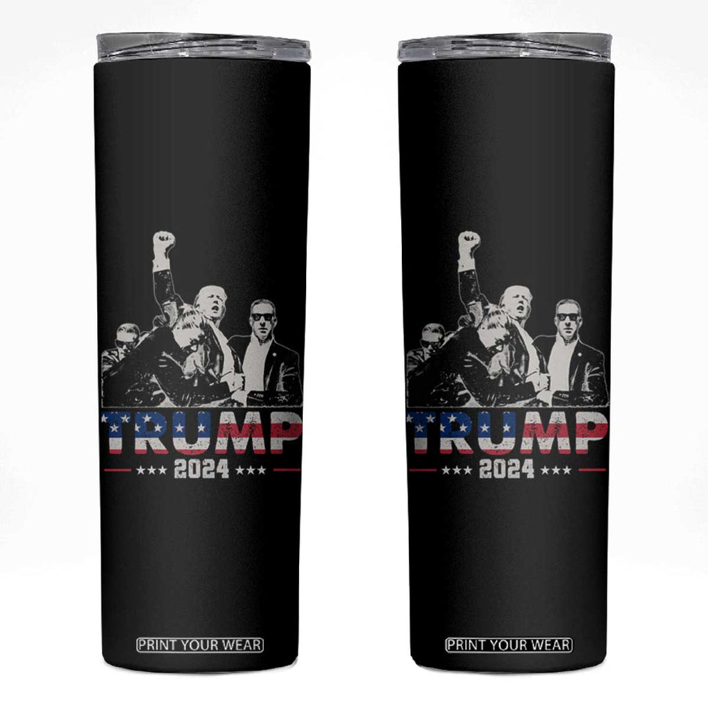 Trump Raised Fist Skinny Tumbler Trump 2024 For President TB02 Black Print Your Wear