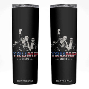 Trump Raised Fist Skinny Tumbler Trump 2024 For President TB02 Black Print Your Wear