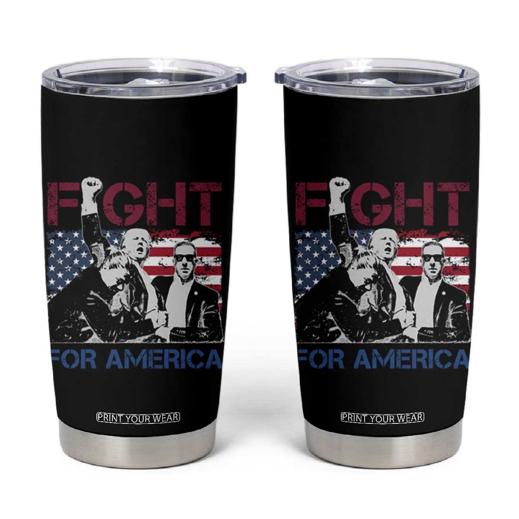 Trump Raised Fist Tumbler Cup Fight For America President 45 47 US Flag TB02 Black Print Your Wear