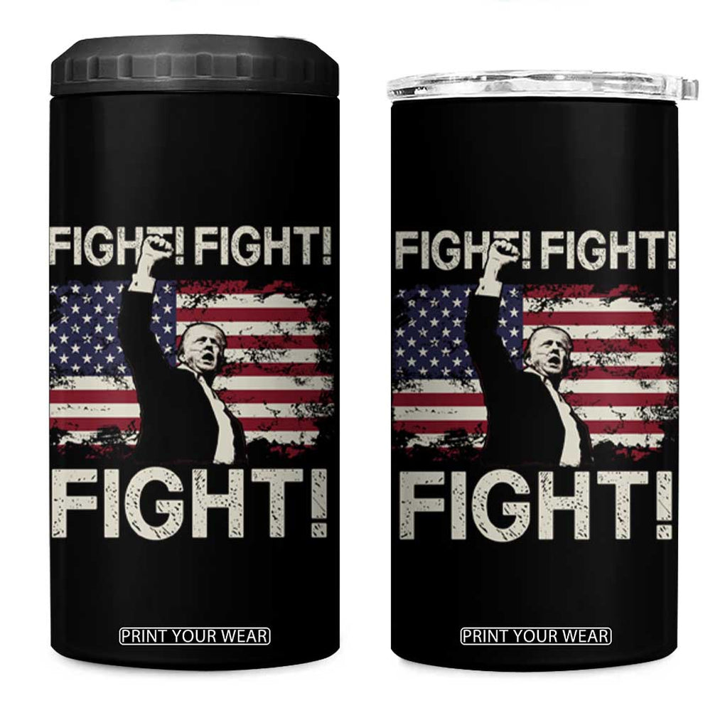 Trump Raised Fist 4 in 1 Can Cooler Tumbler Fight Fight Fight American Flag Retro Vintage TB02 One Size: 16 oz Black Print Your Wear