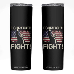 Trump Raised Fist Skinny Tumbler Fight Fight Fight American Flag Retro Vintage TB02 Black Print Your Wear