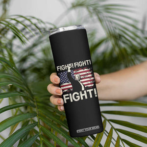 Trump Raised Fist Skinny Tumbler Fight Fight Fight American Flag Retro Vintage TB02 Print Your Wear