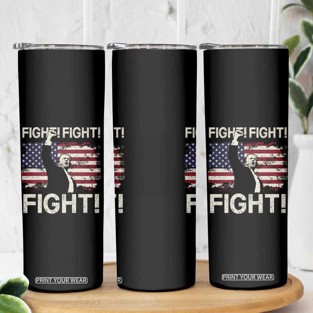 Trump Raised Fist Skinny Tumbler Fight Fight Fight American Flag Retro Vintage TB02 Print Your Wear