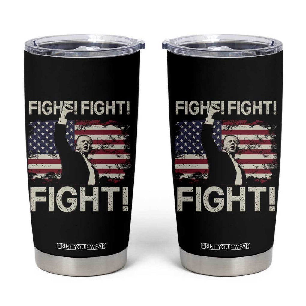 Trump Raised Fist Tumbler Cup Fight Fight Fight American Flag Retro Vintage TB02 Black Print Your Wear