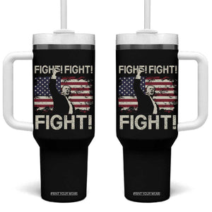 Trump Raised Fist Tumbler With Handle Fight Fight Fight American Flag Retro Vintage TB02 One Size: 40 oz Black Print Your Wear