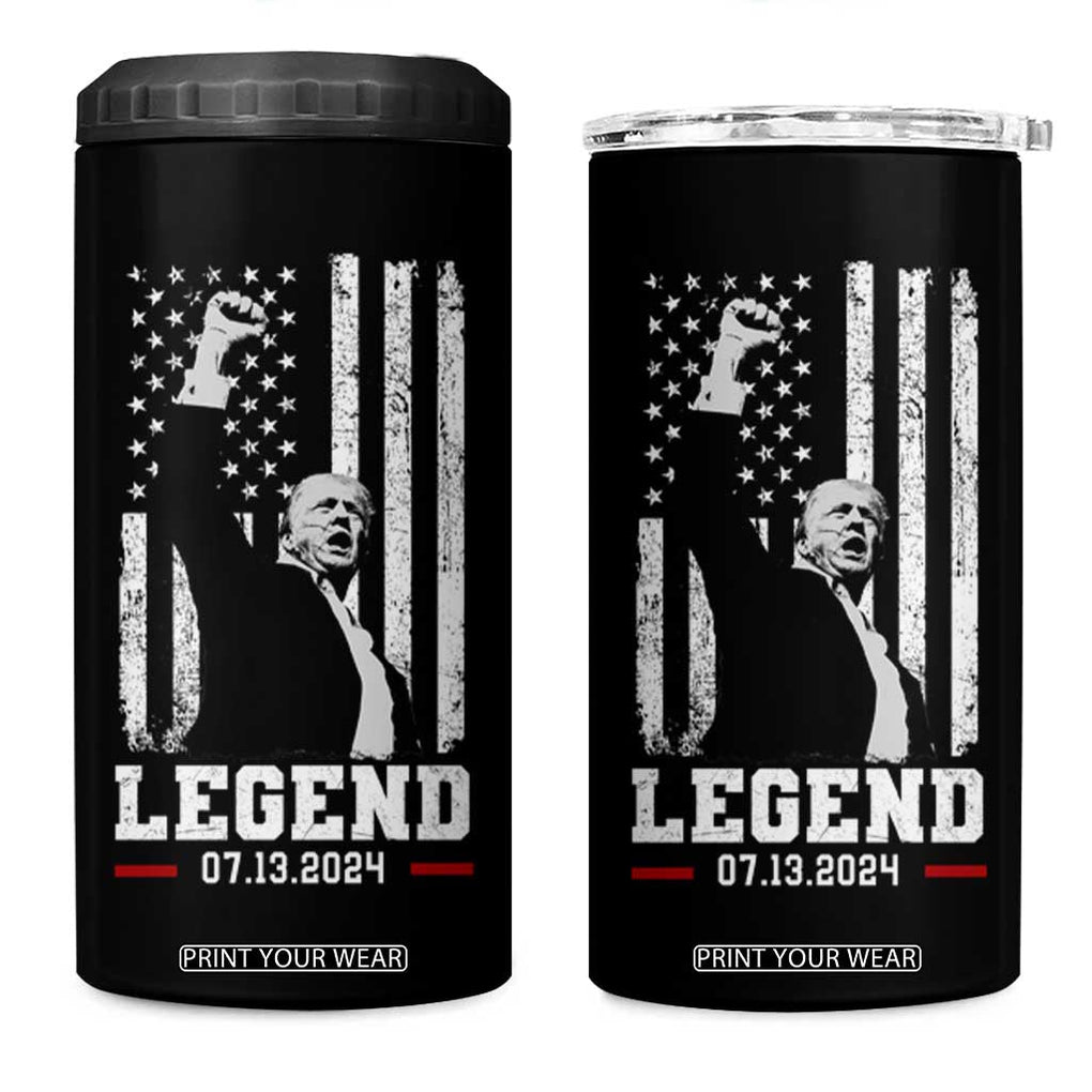 Trump Raised Fist 4 in 1 Can Cooler Tumbler Legend July 13th 2024 American Flag TB02 One Size: 16 oz Black Print Your Wear