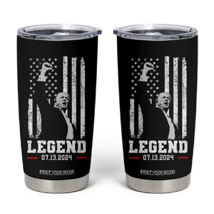 Trump Raised Fist Tumbler Cup Legend July 13th 2024 American Flag TB02 Black Print Your Wear