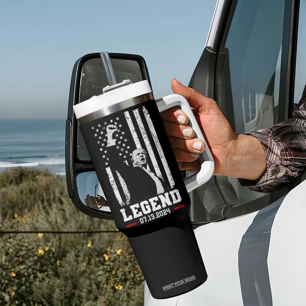 Trump Raised Fist Tumbler With Handle Legend July 13th 2024 American Flag TB02 Print Your Wear