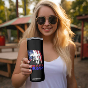 God Bless President Trump Skinny Tumbler Pennsylvania 2024 Raised Fist American Flag Cross TB02 Print Your Wear