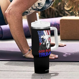 God Bless President Trump Tumbler With Handle Pennsylvania 2024 Raised Fist American Flag Cross TB02 Print Your Wear