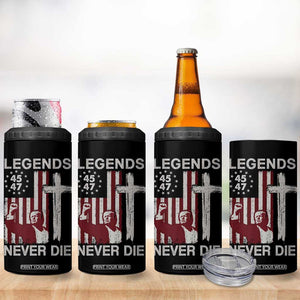 Trump Raised Fist 4 in 1 Can Cooler Tumbler Legend Never Die President 45 47 American Betsy Ross Flag Cross TB02 Print Your Wear