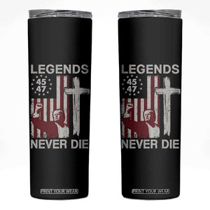 Trump Raised Fist Skinny Tumbler Legend Never Die President 45 47 American Betsy Ross Flag Cross TB02 Black Print Your Wear