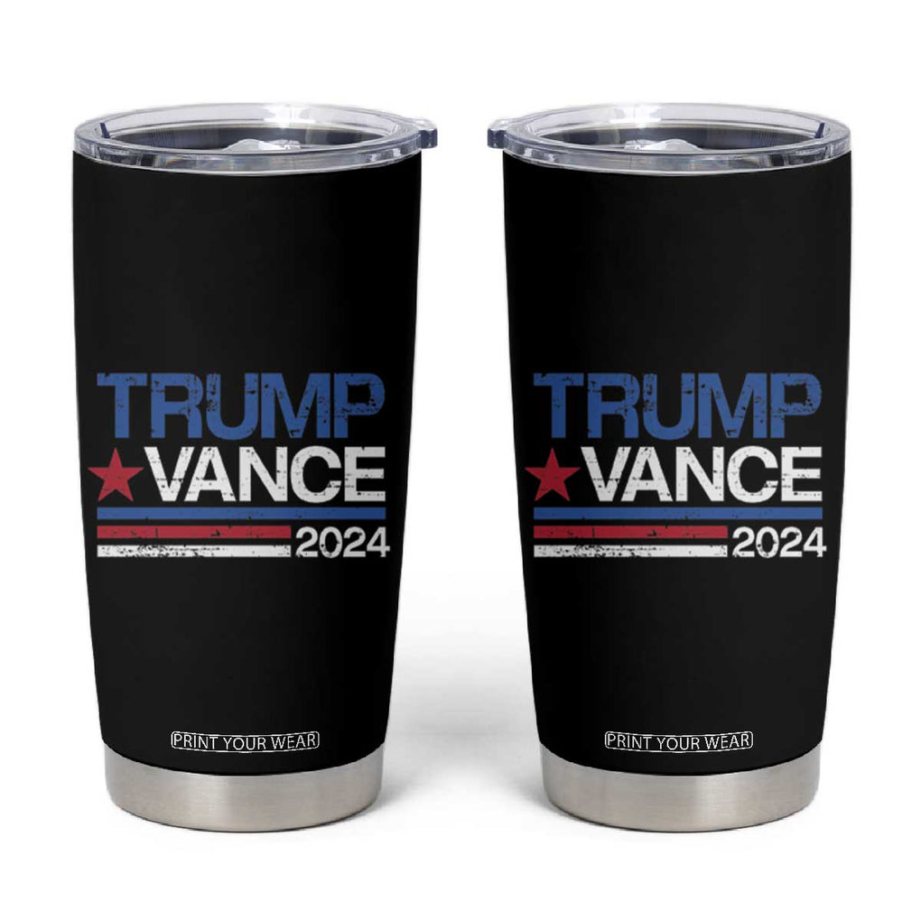 Trump Vance 2024 Tumbler Cup 2024 President 45 47 Supporter Retro Stripe TB02 Black Print Your Wear