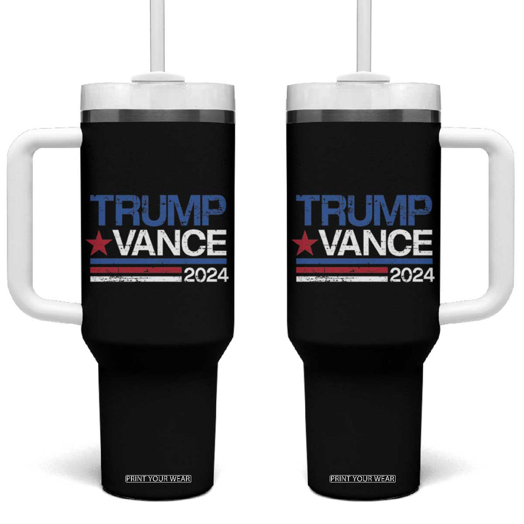 Trump Vance 2024 Tumbler With Handle 2024 President 45 47 Supporter Retro Stripe TB02 One Size: 40 oz Black Print Your Wear