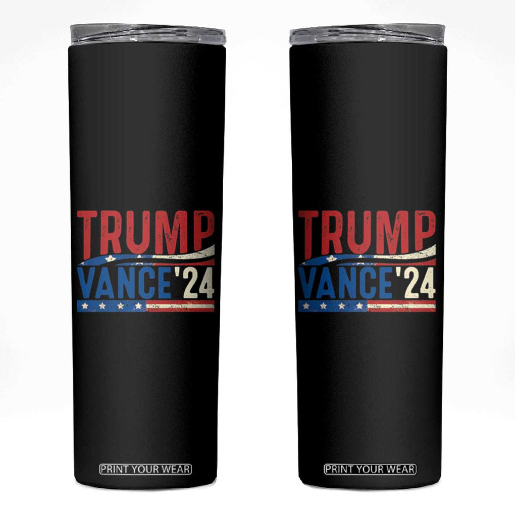 Trump Vance 2024 Skinny Tumbler 2024 President 45 47 Supporter Retro Vintage TB02 Black Print Your Wear