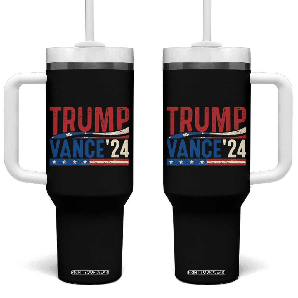 Trump Vance 2024 Tumbler With Handle 2024 President 45 47 Supporter Retro Vintage TB02 One Size: 40 oz Black Print Your Wear