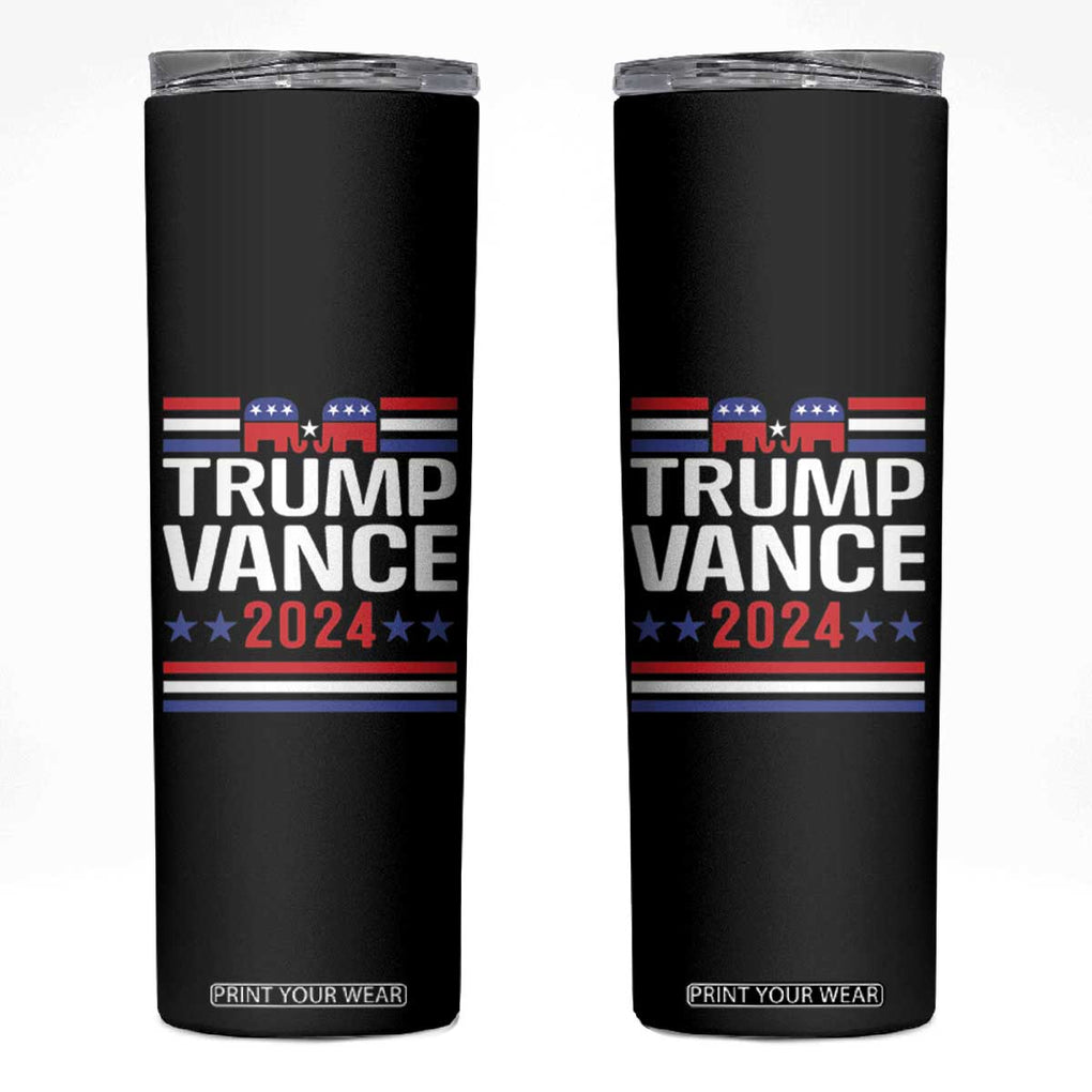 Trump Vance 2024 Skinny Tumbler 2024 President 45 47 Supporter Republican Elephant TB02 Black Print Your Wear