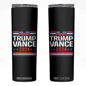 Trump Vance 2024 Skinny Tumbler 2024 President 45 47 Supporter Republican Elephant TB02 Black Print Your Wear