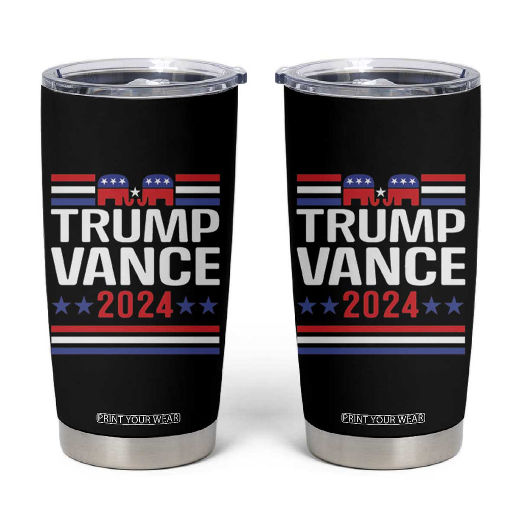 Trump Vance 2024 Tumbler Cup 2024 President 45 47 Supporter Republican Elephant TB02 Black Print Your Wear