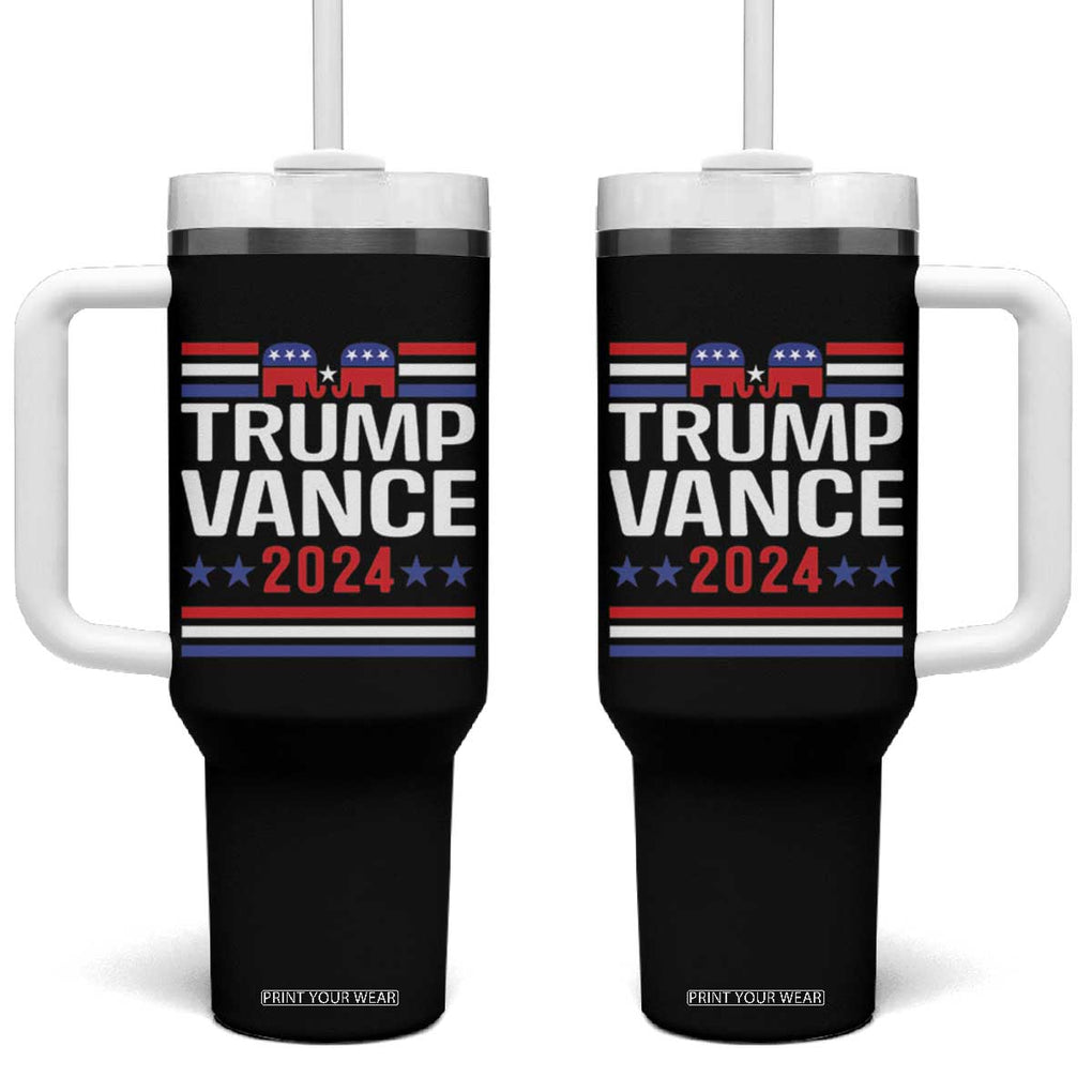 Trump Vance 2024 Tumbler With Handle 2024 President 45 47 Supporter Republican Elephant TB02 One Size: 40 oz Black Print Your Wear